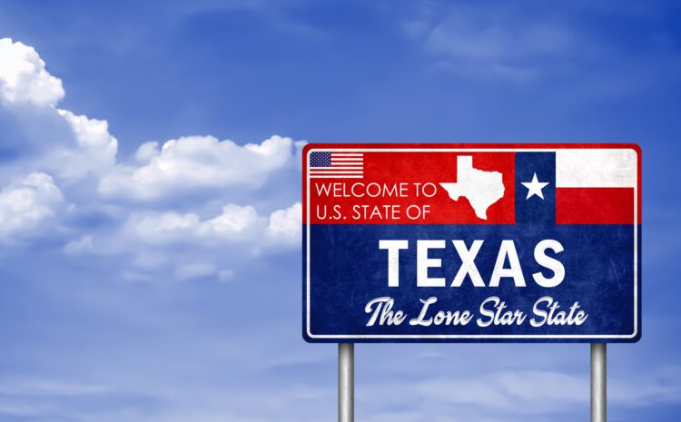 Welcome sign to the US State of Texas in America