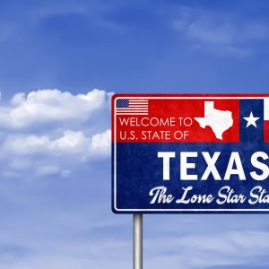 Welcome sign to the US State of Texas in America